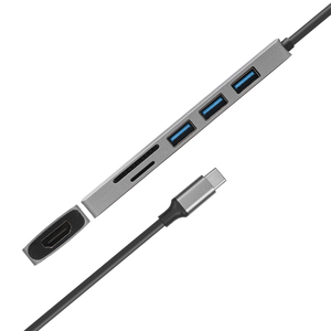อะแดปเตอร์6 In <span class=keywords><strong>1</strong></span>ขนาด USB-C C ถึง3 * USB 3.0 HDMI 4K SD Card USB-C Hub คุณภาพดีที่สุดสำหรับ Macbook Pro Laptop - Product Image 4