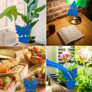 Piège collant triangulaire bleu écologique et imperméable pour mouches des fruits, avec piquets <span class=keywords><strong>de</strong></span> fixation au sol, pour jardinage domestique et plantes en pot - En stock - Product Image 5