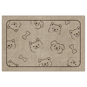 แผ่นรองสัตว์เลี้ยงลายผ้าลินิน ขนาด 40x60 ซม. 50x80 ซม. 60x90 ซม. 80x120 ซม. ลายการ์ตูนสำหรับสุนัขและแมว ป้องกันการลื่น รูปทรงสี่เหลี่ยมผืนผ้า ใช้เป็นที่นอนสัตว์เลี้ยงหรือปูพื้น - Product Image 3