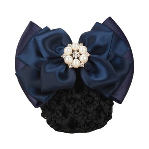 Filet à cheveux en maille tricotée pour chignon, avec nœud décoratif, barrette et pince à cheveux pour femmes - Product Image 6