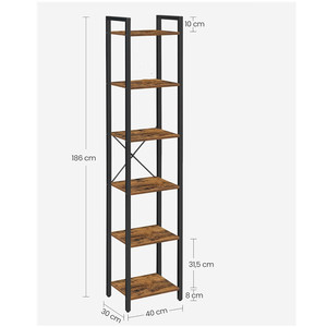 <span class=keywords><strong>Libreria</strong></span> Moderna a 6 Ripiani per Casa, Ufficio, Scuola, Hotel, Soggiorno, Camera da Letto <span class=keywords><strong>30</strong></span> X 40 X 186 <span class=keywords><strong>cm</strong></span> - Product Image 6