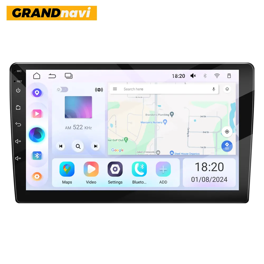 GRANDNAVI 2din 9 дюймов беспроводной CarPlay Android Auto BT Call FM AM RDS GPS навигация 3G + 32G сенсорный экран для универсального автомобиля