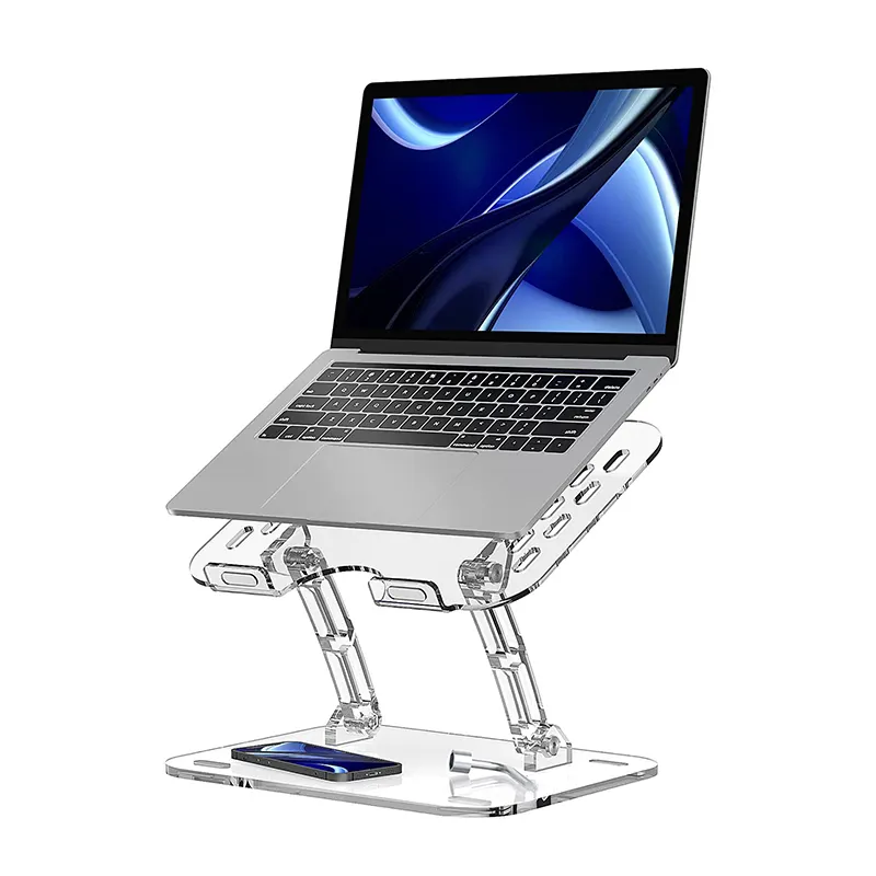 Support d'ordinateur transparent en acrylique réglable en hauteur pour ordinateur portable et bureau