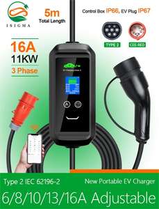 Chargeur EV portable Type 1 Type 2 GB/T prise de charge 32A chargeur de voiture électrique avec écran d'affichage pour <span class=keywords><strong>camping</strong></span> ménage - Product Image 2