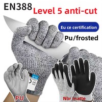 Gants anti-coupure personnalisables de 5e niveau HPPE, anti-morsure, anti-perforation, pour abattage, EN388, avec revêtement PU givré, pour la manipulation du poisson
