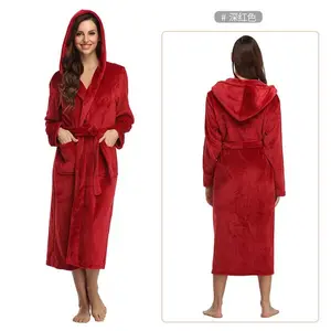 Áo Choàng Tắm Sợi Nhỏ Sang Trọng Bath Coral Fleece Stain Winter Robes Cho Phụ Nữ