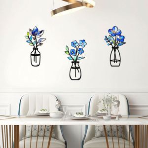 Rustic Metal <b>Flower</b> Vase Sculpture Artistic Home Office <b>Wall</b> Decoration Craft - Product Image 4