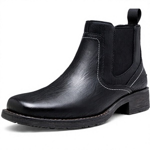 Botas Chelsea Negras para Hombre, Botines de Cuero con Punta Redonda y Suela de Goma, Otoño Invierno - Product Image 4