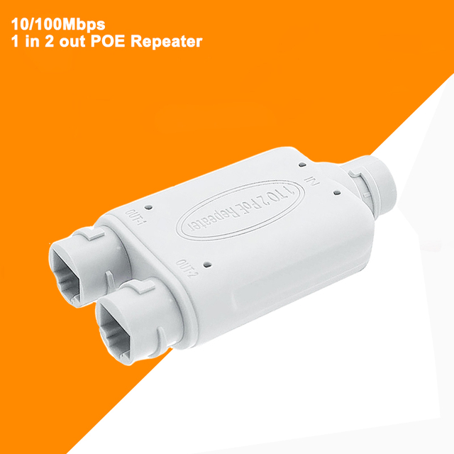 Unmanaged Outdoor 10/100Mbps POE Extender 1 in 2 Ports 4-Piece Set Kits Waterproof 100 Meters Extend Repeater Network Switches