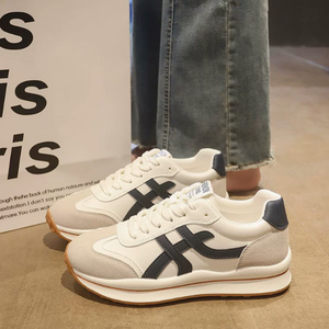 Sneakers Bianche <span class=keywords><strong>da</strong></span> <span class=keywords><strong>Donna</strong></span> 2026 con Motivo a Contrasto, Scarpe con Lacci, Suola Spessa, Leggere e Ammortizzate, <span class=keywords><strong>Calzature</strong></span> Sportive Casual <span class=keywords><strong>da</strong></span> Passeggio - Product Image 2