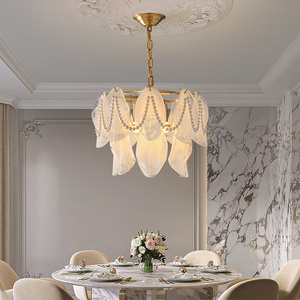 Pháp hậu hiện đại đồng thau thủy tinh đèn chùm sang trọng đồng thủy tinh thiết kế ánh sáng mặt dây chuyền nhà phòng khách phòng ngủ nhà hàng dự án - Product Image 5