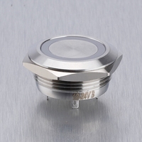 19mm 22mm noir corps court le plus plat 12mm 16mm métal momentané étanche 3V-220V Led illuminé RGB bouton poussoir