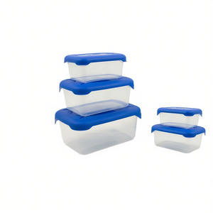 Frigobella Food <b>Storage</b> <b>Containers</b> Set 5Pcs Rectangular 0.50+1.00+1.90+3.20+5.25L Blue PP Material - Product Image 3