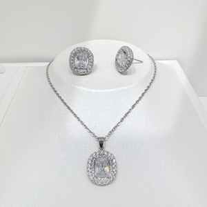 Ensemble collier et boucles d'oreilles en argent 925 avec zirconiums cubiques, élégant, pour fêtes et mariages, bijoux géométriques pour femmes. - Product Image 5