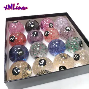 57.25ミリメートルPhenolic Resin Billiards Pool Balls TransparentとGlitter 16個コンプリートセットBilliardsテーブルボールアクセサリー