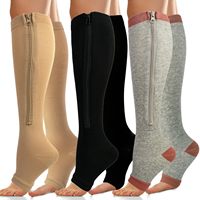 Chaussettes de compression athlétiques sans orteils à fermeture éclair OEM 15-20 mmHg pour la circulation, le voyage et le soutien pendant la grossesse