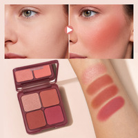 Palette de blush à effet estompé Danchel, hautement pigmentée, quatre couleurs, illuminateur pour le visage, crème mate douce, longue tenue