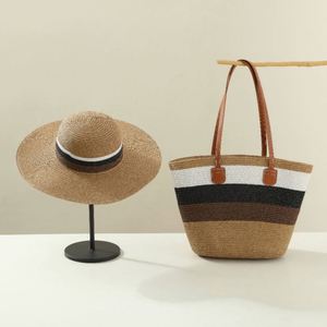 Wholesale Unisex Beach <b>Hat</b> and Paper <b>Bag</b> Set Summer Sun Protection Travel Casual Fashion Tote Shoulder <b>Bag</b> - Product Image 1