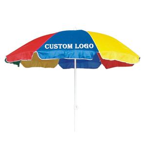 Manufacturer Custom Logo Printed for the Beach Outdoor With Fiberglass Ribs Large Sun Umbrella