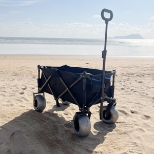 Carrito de Playa con <span class=keywords><strong>Ruedas</strong></span> Grandes para Arena - Carrito Utilitario con Estructura de Acero Todoterreno con Neumáticos de 9 Pulgadas, Diseño Plegable y Compacto - Product Image 6