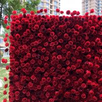 KEWEI-J601 Mur de fleurs entier 8ft*8ft, panneau mural de fleurs rouges, murs de roses pour mariage