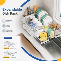 Multifunctioneel enkelvoudig keuken afdruiprek, verstelbaar afdruiprek, afdruiprek voor servies, keuken afdruiprek, droogrek voor servies