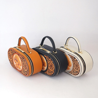 Tas Selempang Kulit Asli Berkualitas Tinggi Wanita Vintage Fashion Nasional Tali Tunggal Ritsleting Portabel Buatan Tangan Mewah Motif Bunga