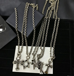 Collier Pendentif Cœur Croix pour Hommes et Femmes, Bijou en Zircon Plaqué Or et Argent, Tendance Vintage, <span class=keywords><strong>Hexagramme</strong></span> en Cuivre, Chaîne à Maillons Longs, Cadeau - Product Image 2