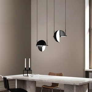 Nordic Round Pendant <b>Light</b> Black E27 LED Adjustable Height For Restaurant Bar Study Desk Lighting - Product Image 1