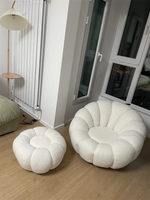 Sillón Lounge Pumpkin, Sofá Perezoso de Felpa de Cordero Blanco, Tatami de Lujo Ligero para Dormitorio, Sofá Pequeño