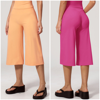 FZK5555 Pantalon de yoga capri pour femme, taille haute, séchage rapide, mi-long, respirant, écologique, ample, athleisure, été