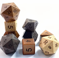 Set Dadu DND Kayu Alami Buatan Tangan 1 Buah Dadu Polihedral Persegi Tepi Tajam Dungeons Dragons Permainan Papan RPG Hadiah Pesta