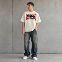 T-shirt Homme T18 MINFAN Coupe Boxy 100% Coton Manches Courtes, Imprimé Graphique Rétro Slogan Punk Streetwear Décontracté