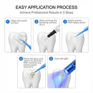 ชุดอุปกรณ์ตกแต่งฟันหรูหรา - ทองคำแท้ 8K ประดับคริสตัลเพทาย พร้อมระบบติดแบบมืออาชีพ - Product Image 6