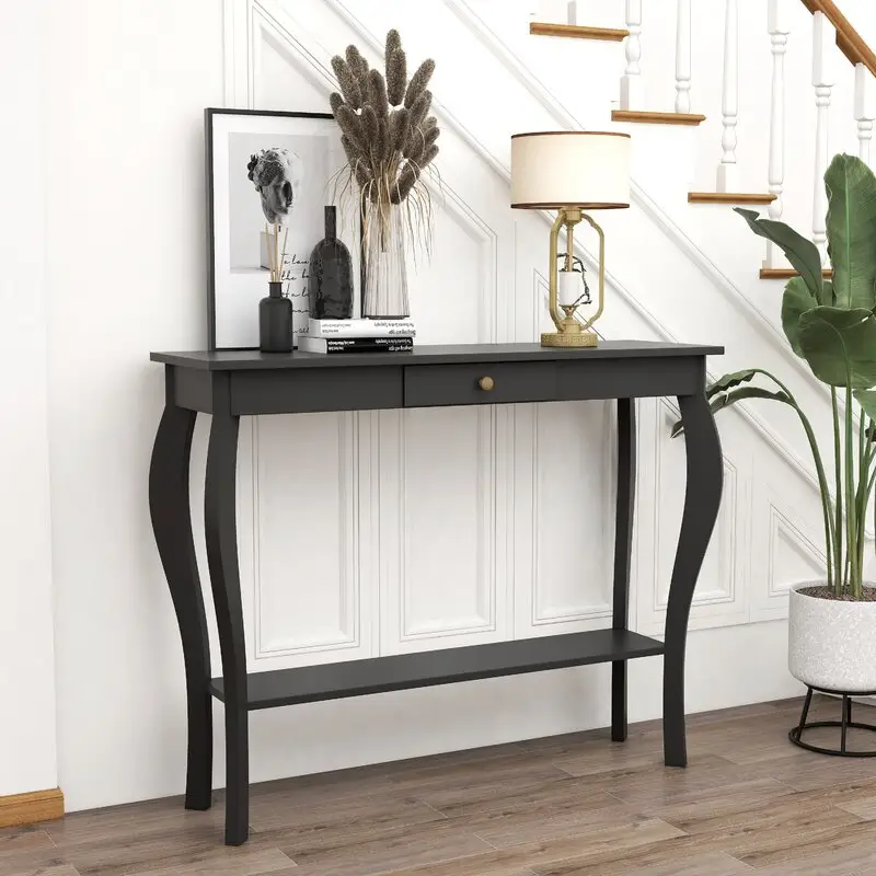 Wholesale 60 X 16 Modern Black Entryway Table Marble Narrowe Classic Wood Console Table For Hallway