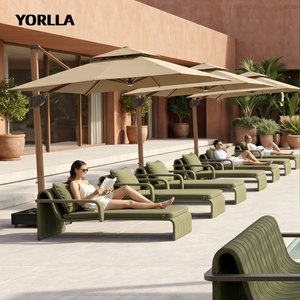 <span class=keywords><strong>Lettino</strong></span> <span class=keywords><strong>Prendisole</strong></span> di Lusso per Hotel e Resort, Resistente alle Intemperie, con Cuscini Trapuntati, in Alluminio Rinforzato - Product Image 1