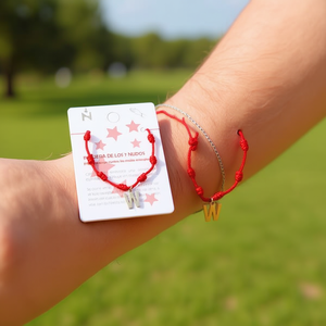 Pulsera de Acero Inoxidable con Siete Nudos y Hilo Rojo, Amuleto de Moda, Joyería Unisex, Regalo - Product Image 3