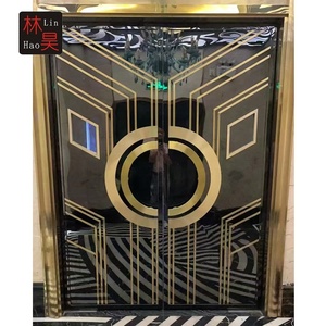 <span class=keywords><strong>Porte</strong></span> <span class=keywords><strong>d</strong></span>'<span class=keywords><strong>entrée</strong></span> principale de luxe en acier noir brillant or <span class=keywords><strong>double</strong></span> pour discothèque et KTV Bar Lounge - Product Image 1