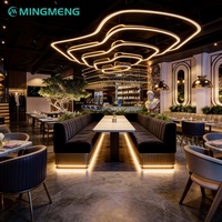 Ensemble de meubles de restaurant et d'hôtel commerciaux modernes et personnalisés en fer et cuir, avec banquette et sièges