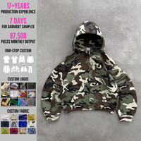 Sweat à capuche lourd pour homme Yingling avec capuche, coton 500 g/m², motif camouflage, sweat à capuche surdimensionné et court, survêtement personnalisé pour homme