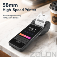 Terminal de paiement intelligent ZOLON VP65 6,5 pouces Android 14 GMS avec imprimante thermique 58 mm, scanner NFC, 4G WiFi, batterie 3000 mAh, appareil portable