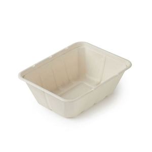 Contenedor de Alimentos Desechable Biodegradable de Pulpa de Caña de Azúcar, Lonchera para Llevar con Tapa Blanca, Tamaños 9''/10''/12'' - Product Image 2