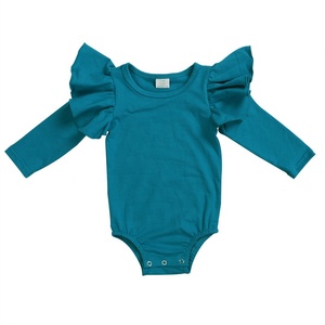 Ropa para Niños Recién Nacidos con Mangas con Volantes, Color Sólido, Venta al por Mayor, Ropa Infantil de Boutique, Top Ventas 2019 - Product Image 3