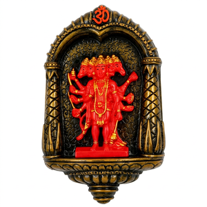 Handmade <b>Resin</b> Religious Wall Sculpture Framed Traditional Design Red <b>Figure</b> Decor Living Room Art Diwali - Product Image 1