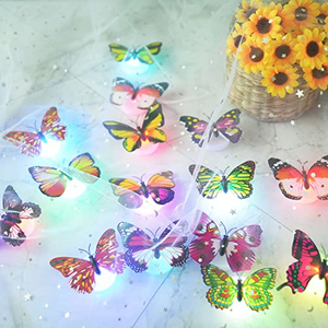 Autocollants muraux LED 3D papillon lumineux en PVC et acrylique pour chambre à coucher, décoration DIY, veilleuse - Vente chaude - Product Image 3