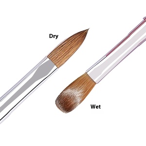 Personalizable Cross-Border para Amazon Nail Art Brush Flat Hair Shape Metal Pen con Mink Crystal Siberian Kolinsky Pelo Sintético - Product Image 4