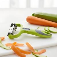 3-in-1 draaibare fruit- en groenteschiller met roestvrijstalen mes, antislip handvat, keukenschiller, -snijder en -rasp