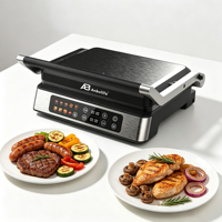 Parrilla con Pantalla Digital Anbolife, Solo Venta al Por Mayor, Apertura Completa de 180 Grados, Saludable, 10 Programas Diferentes, Placa con Revestimiento Antiadherente