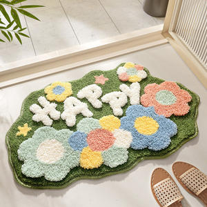 Tapis de porte absorbant et résistant à l'usure pour salle de bain et chambre, aspect cachemire, motif imprimé <span class=keywords><strong>Alien</strong></span> et petites fleurs fraîches HAPPY - Product Image 5