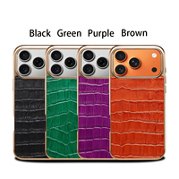 Étui de téléphone antichoc en cuir véritable à motif crocodile électroplaqué, personnalisé, directement de l'usine OEM/ODM, pour la série Apple